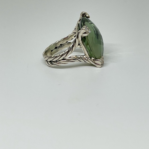 David Yurman Cushion On Point ring in silver, diamonds and prasiolite - Picture 6 of 13